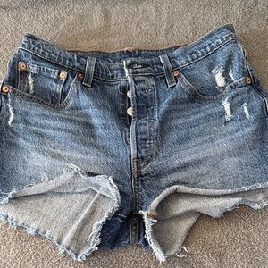 Levi's Blue Distressed Jean Shorts